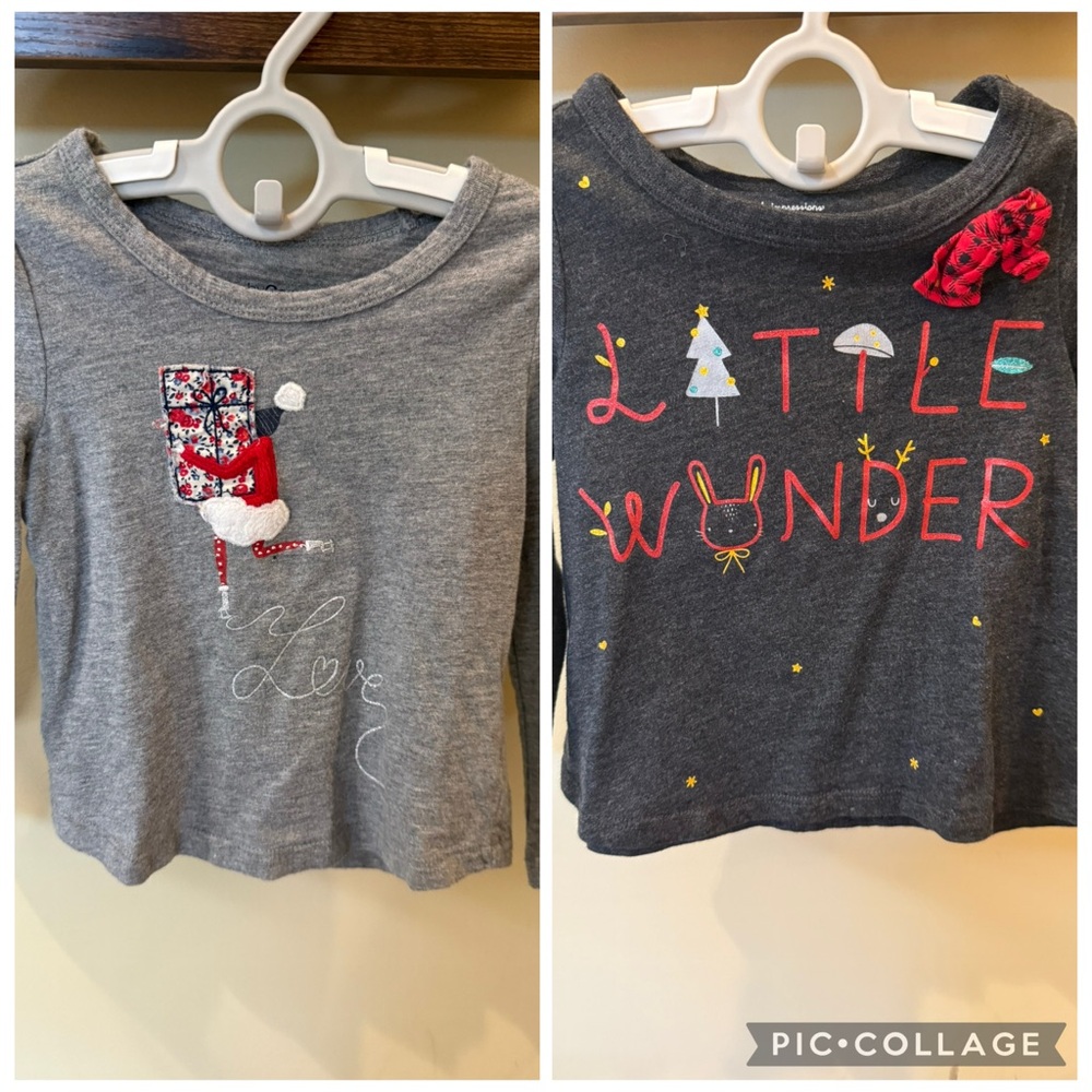 Baby GAP/First Impressions Toddler Girls Holiday Long Sleeve Shirts Bundle